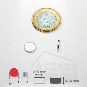 Ímã de Neodímio Cilíndrico - Ø 10 x 1,5mm