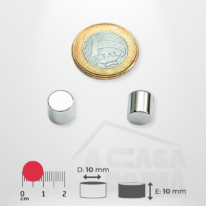 Ímã de Neodímio Cilíndrico - Ø 10 x 10mm