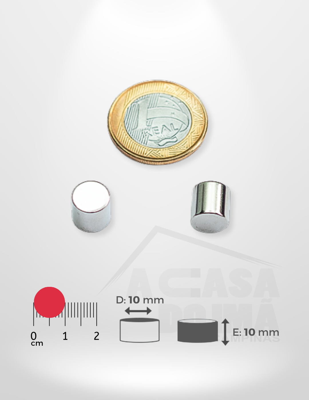 Ímã de Neodímio Cilíndrico - Ø 10 x 10mm