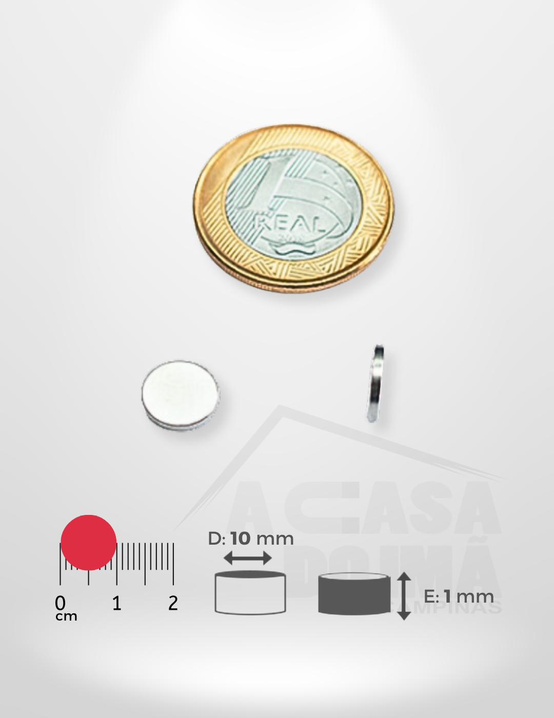 Ímã de Neodímio Cilíndrico - Ø 10 x 1mm