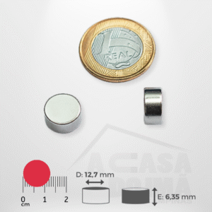 Ímã de Neodímio Cilíndrico - Ø 12,7 x 6,35mm