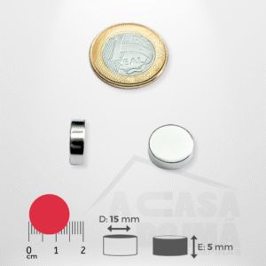 Ímã de Neodímio Cilíndrico - Ø 15 x 5mm