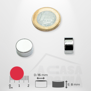 Ímã de Neodímio Cilíndrico - Ø 15 x 8mm