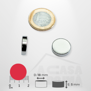 Ímã de Neodímio Cilíndrico - Ø 18 x 5mm