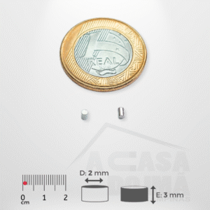 Ímã de Neodímio Cilíndrico - Ø 2 x 3mm