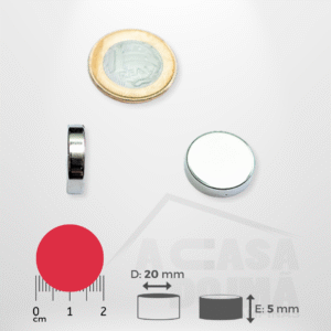 Ímã de Neodímio Cilíndrico - Ø 20 x 5mm