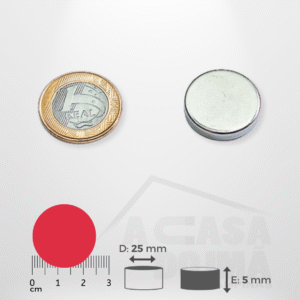 Ímã de Neodímio Cilíndrico - Ø 25 x 5mm