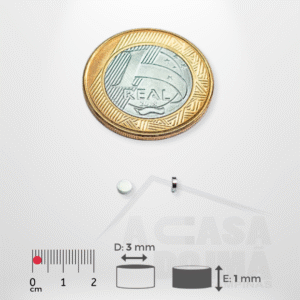 Ímã de Neodímio Cilíndrico - Ø 3 x 1mm