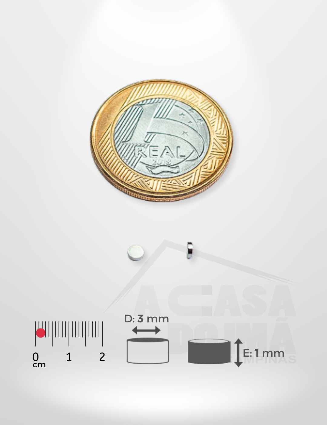 Ímã de Neodímio Cilíndrico - Ø 3 x 1mm