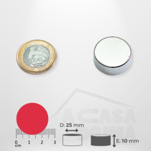 Ímã de Neodímio Cilíndrico - Ø 25 x 10mm