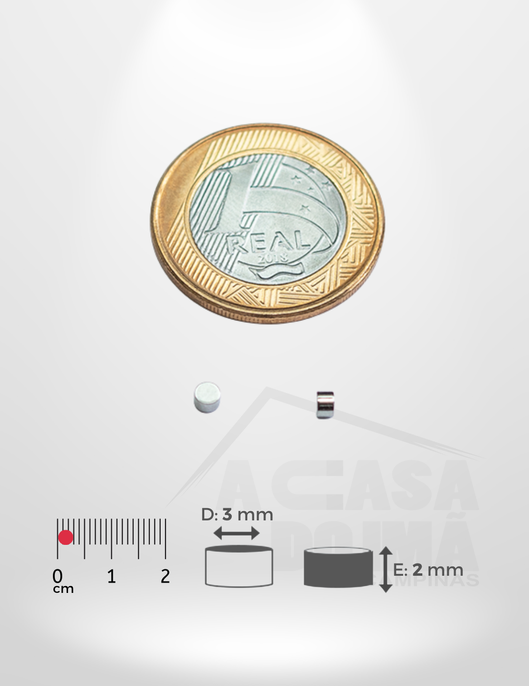 Ímã de Neodímio Cilíndrico - Ø 3 x 2mm