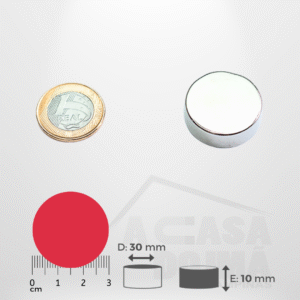 Ímã de Neodímio Cilíndrico - Ø 30 x 10mm