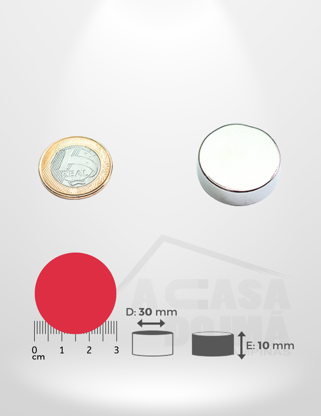Ímã de Neodímio Cilíndrico - Ø 30 x 10mm