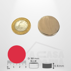 Ímã Neodímio Cilíndrico - Ø 30 x 5mm