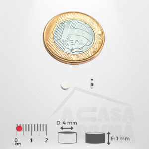Ímã de Neodímio Cilíndrico - Ø 4 x 1mm