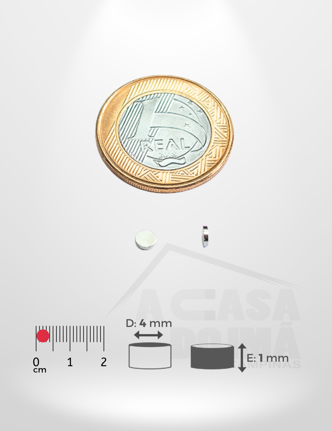 Ímã de Neodímio Cilíndrico - Ø 4 x 1mm