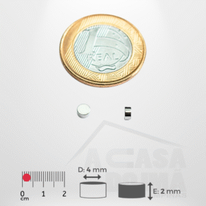 Ímã de Neodímio Cilíndrico - Ø 4 x 2mm