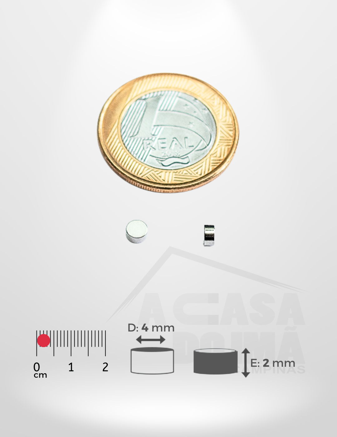 Ímã de Neodímio Cilíndrico - Ø 4 x 2mm