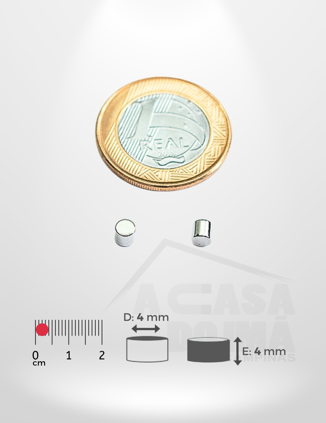 Ímã de Neodímio Cilíndrico - Ø 4 x 4mm