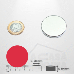 Ímã de Neodímio Cilíndrico - Ø 48 x 10mm