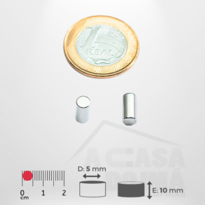 Ímã de Neodímio Cilíndrico - Ø 5 x 10mm