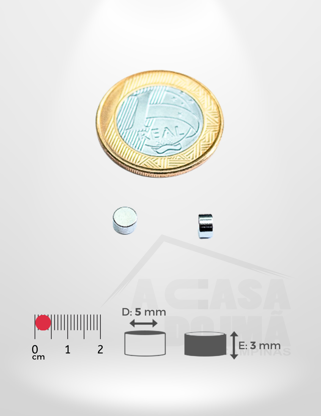 Ímã de Neodímio Cilíndrico - Ø 5 x 3mm