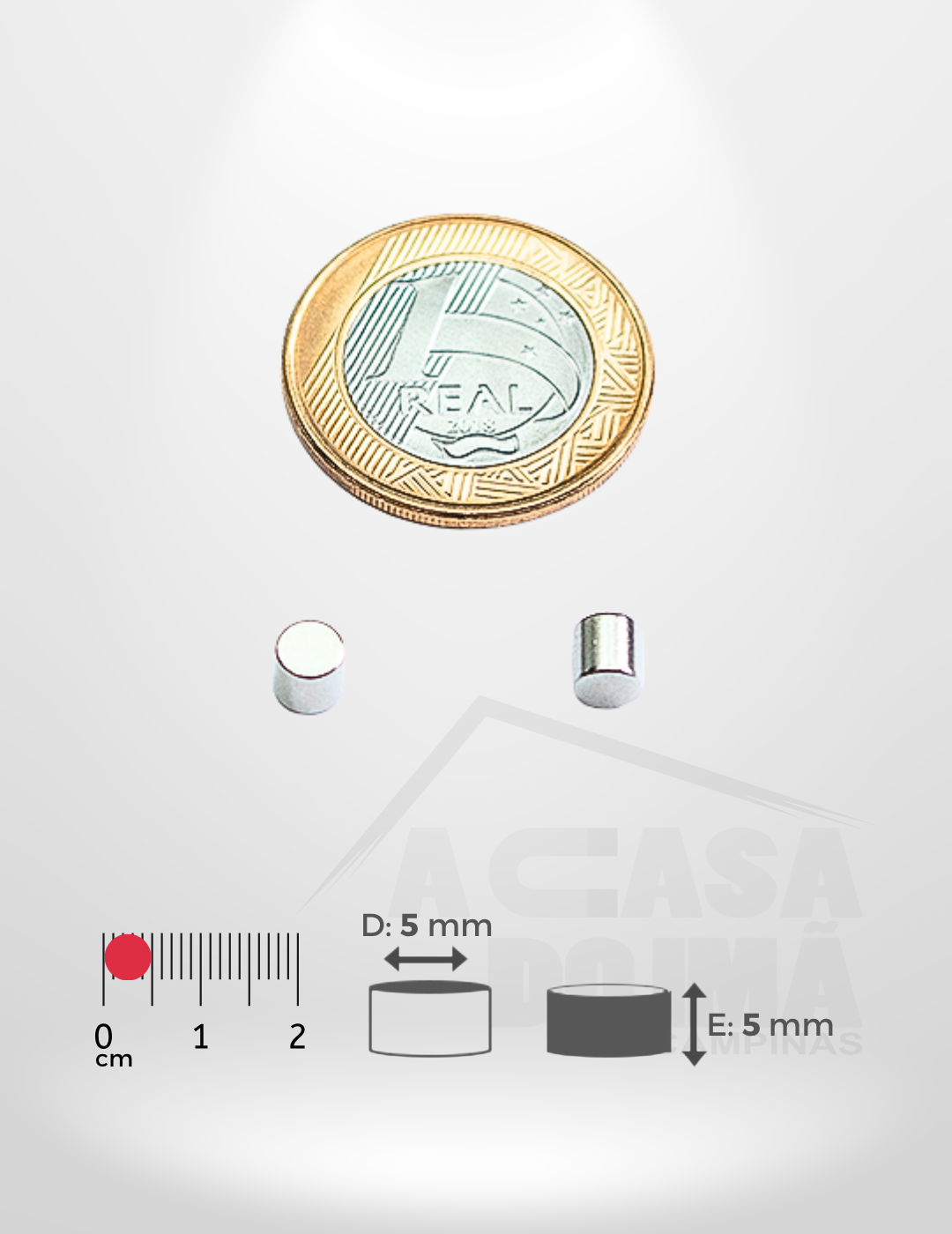 Ímã de Neodímio Cilíndrico - Ø 5 x 5mm