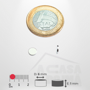 Ímã de Neodímio Cilíndrico - Ø 6 x 1mm