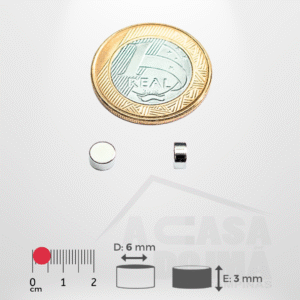 Ímã de Neodímio Cilíndrico - Ø 6 x 3mm