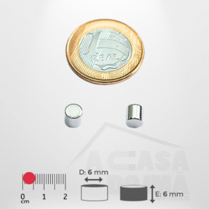 Ímã de Neodímio Cilíndrico - Ø 6 x 6mm