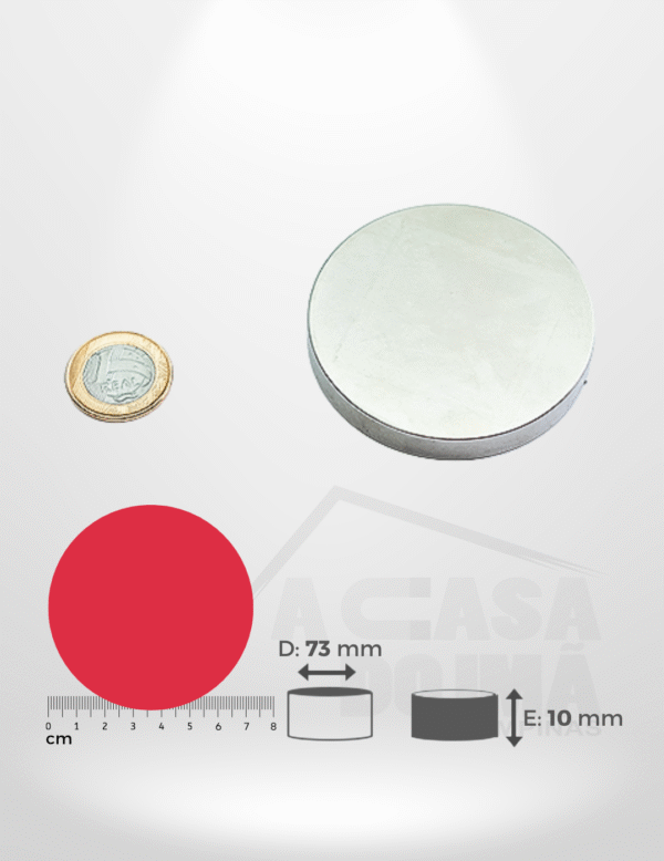 Ímã de Neodímio Cilíndrico - Ø 73 x 10mm