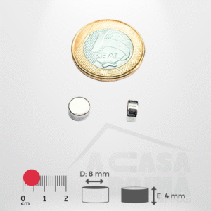 Ímã de Neodímio Cilíndrico - Ø 8 x 4mm