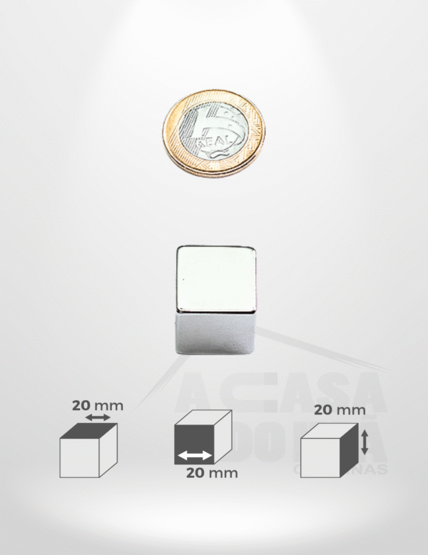 Ímã de Neodímio Cúbico - 20 x 20 x 20mm