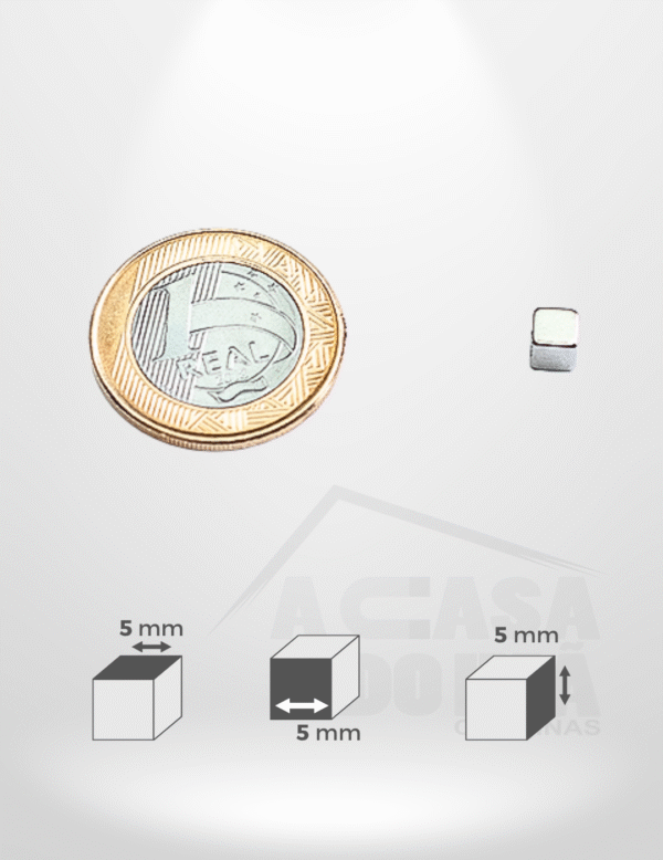 Ímã de Neodímio Cúbico - 5 x 5 x 5mm