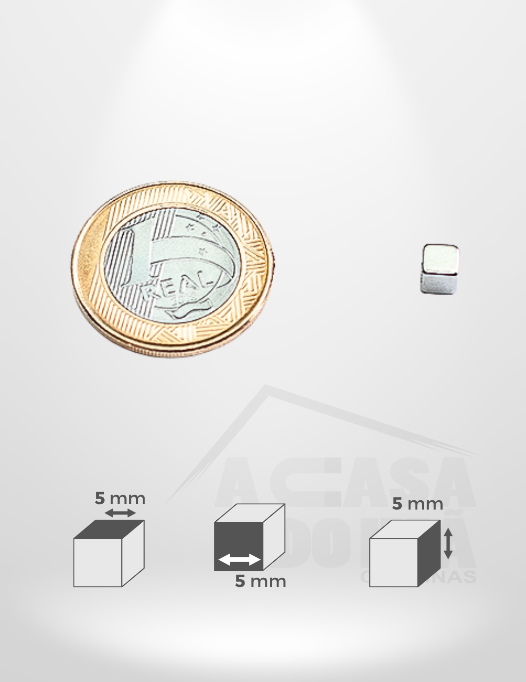 Ímã de Neodímio Cúbico - 5 x 5 x 5mm