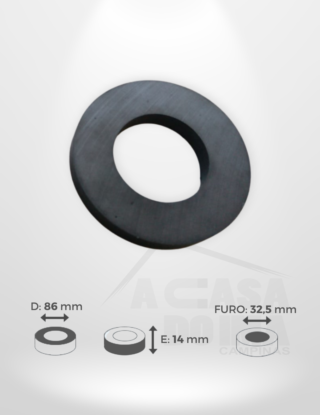 Anel de Ferrite - Ø 86 x 14mm - Furo 32,5mm