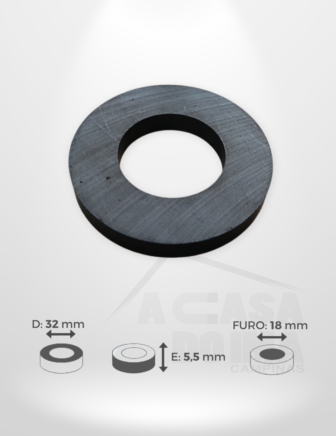 Anel de Ferrite - Ø 32 x 5,5mm - Furo 18mm