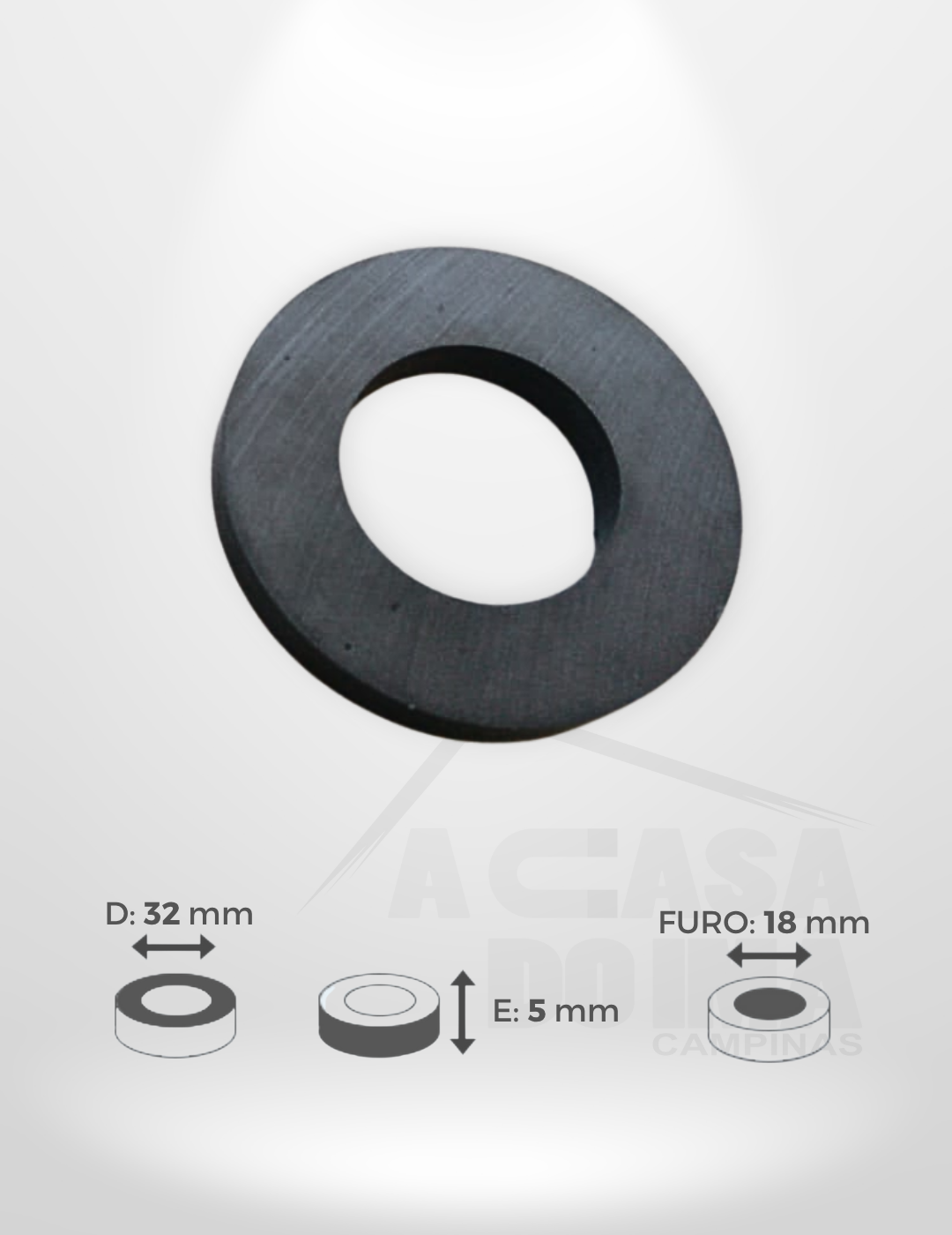 Anel de Ferrite - Ø 32 x 5mm - Furo 18mm