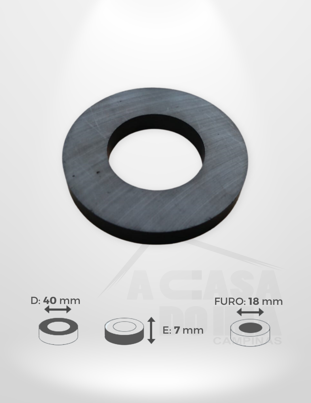 Anel de Ferrite - Ø 40 x 7mm - Furo 18mm