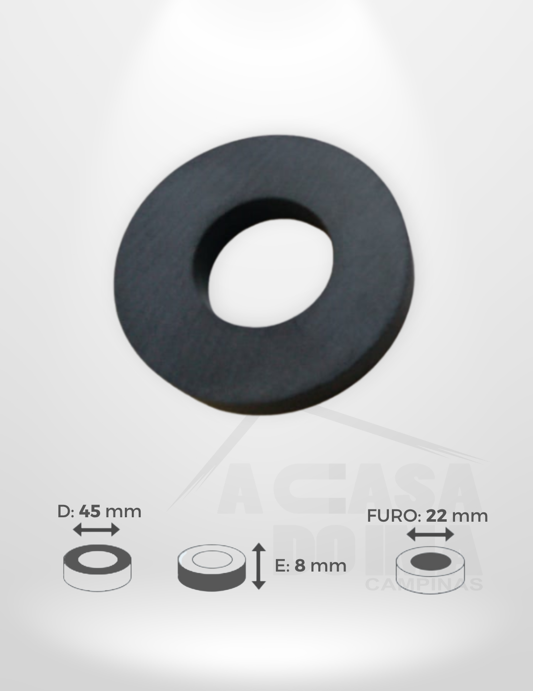 Anel de Ferrite - Ø 45 x 8mm - Furo 22mm