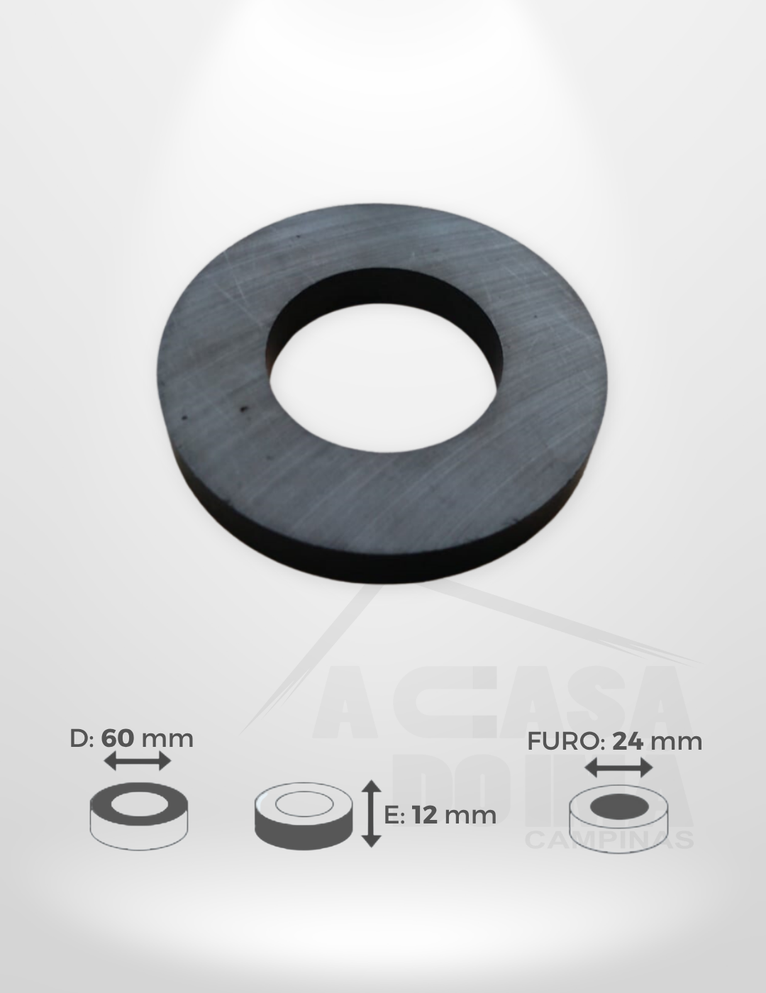 Anel de Ferrite - Ø 60 x 12mm - Furo 24mm