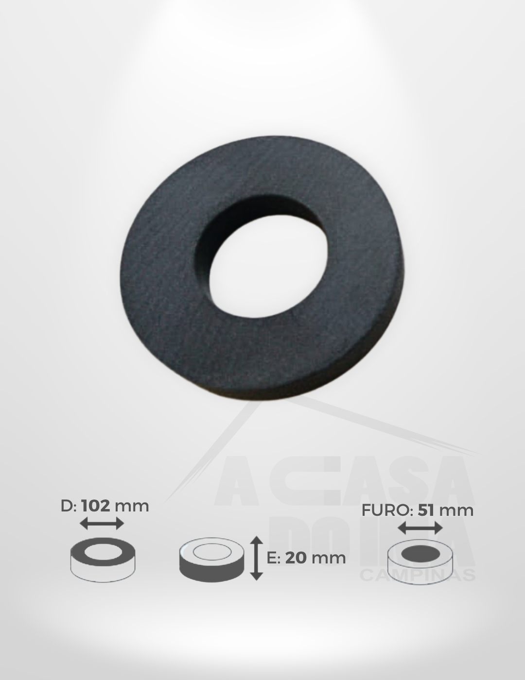 Anel de Ferrite - Ø 102 x 20mm - Furo 51mm