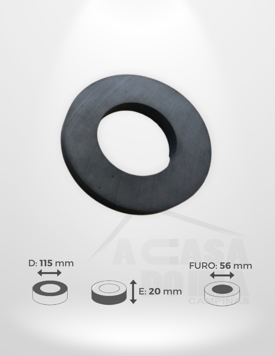 Anel de Ferrite - Ø 115 x 20mm - Furo 56mm