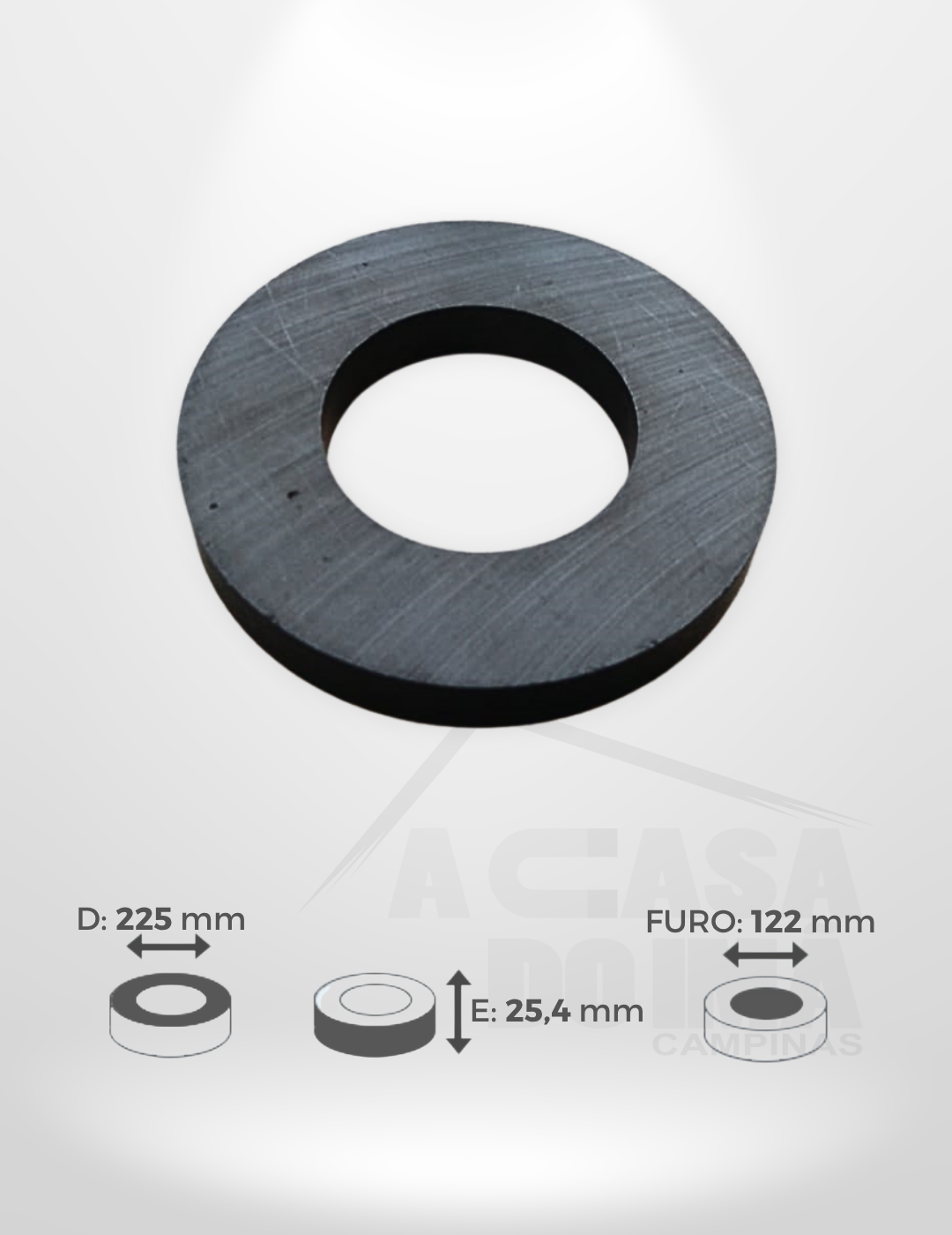 Anel de Ferrite - Ø 225 x 25,4mm - Furo 122mm