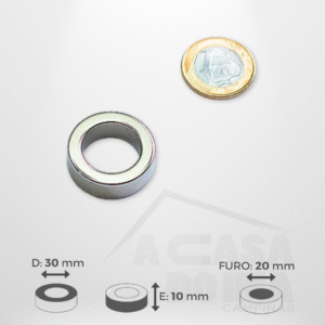 Anel de Neodímio - Ø 30 x 10mm - Furo 20mm