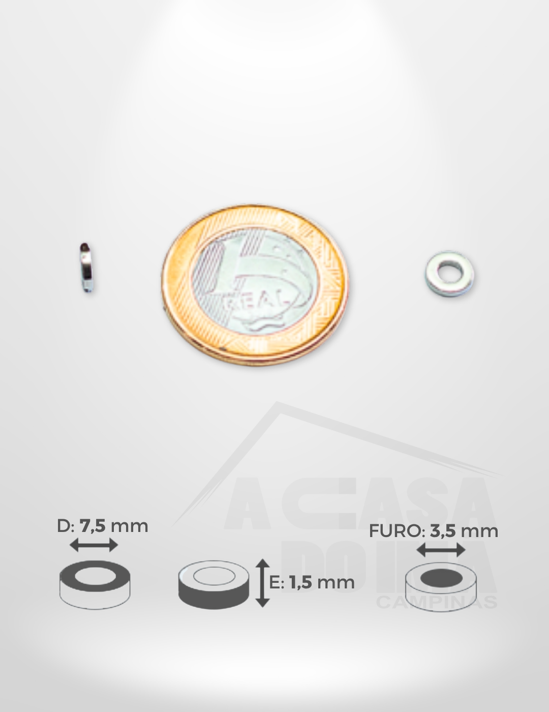 Anel de Neodímio - Ø 7,5 x 1,5mm - Furo 3,5mm