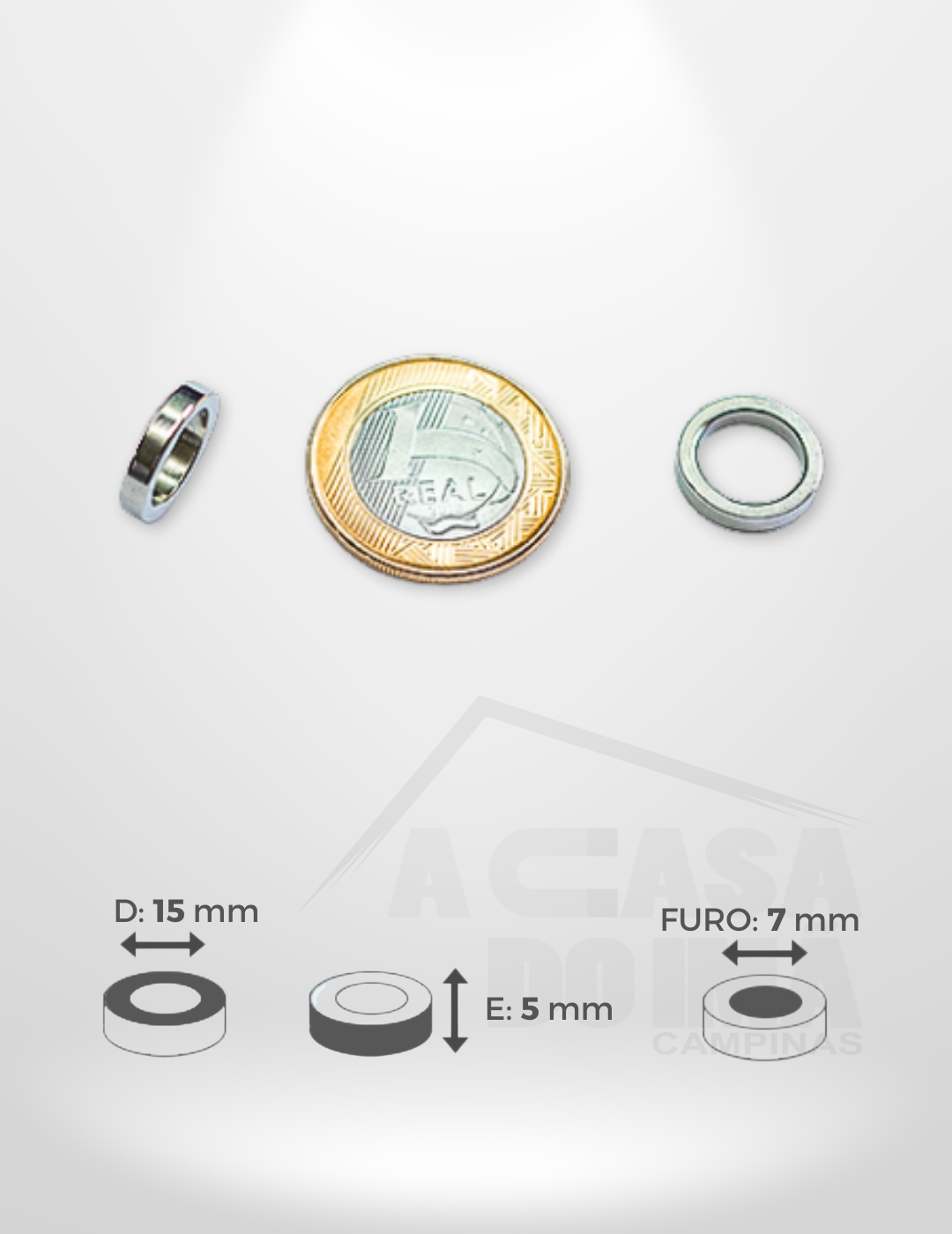 Anel de Neodímio - Ø 15 x 5mm - Furo 7mm
