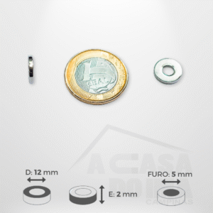 Anel de Neodímio - Ø 12 x 2mm - Furo 5mm