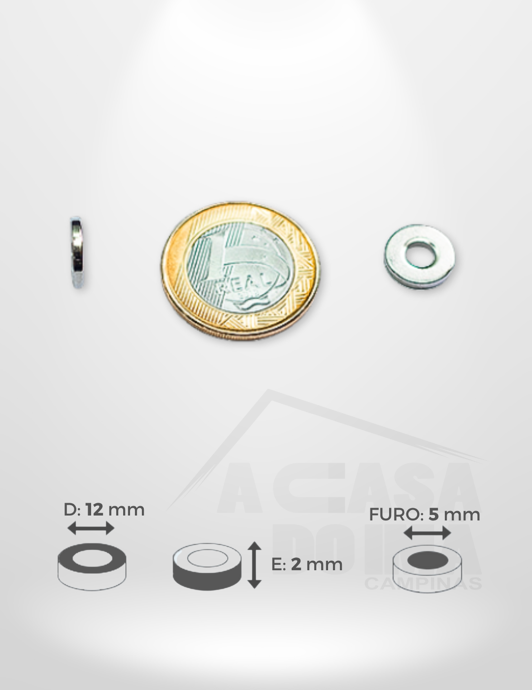 Anel de Neodímio - Ø 12 x 2mm - Furo 5mm