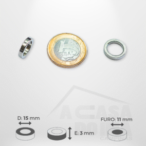 Anel de Neodímio - Ø 15 x 3mm - Furo 11mm